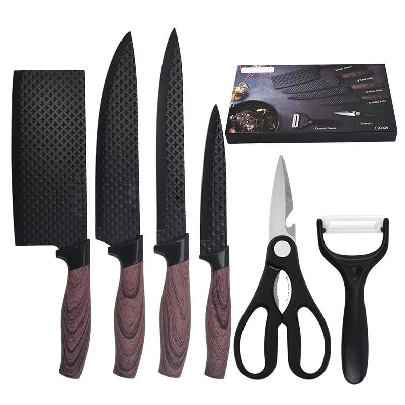 Set de Cuchillos Profesional 6 Piezas Hoja Martillada